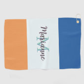 Kleurenblok Modern Eenvoudig Monogrammed Golfhanddoek (Horizontaal)
