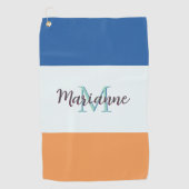 Kleurenblok Modern Eenvoudig Monogrammed Golfhanddoek (Voorkant)