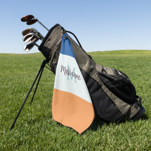 Kleurenblok Modern Eenvoudig Monogrammed Golfhanddoek (Groen)