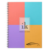 Kleurenblok Monogram Notitieboek met Car Line Art (Voorkant)