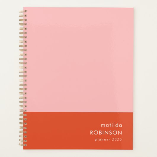 Kleurenblok Roze en Rood Modern Feminine 2026 Planner (Voorkant)