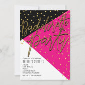 Kleurenblok Roze Zwarte Bachelorette Uitnodigingen (Voorkant)