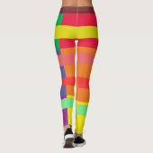 Kleurenblok Streep Regenboog Leggings (Achterkant)