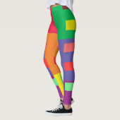 Kleurenblok Streep Regenboog Leggings (Links)