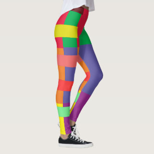 Kleurenblok Streep Regenboog Leggings
