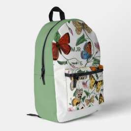 Kleurenblok Vlinders Olijfgroen Bedrukte Rugzak