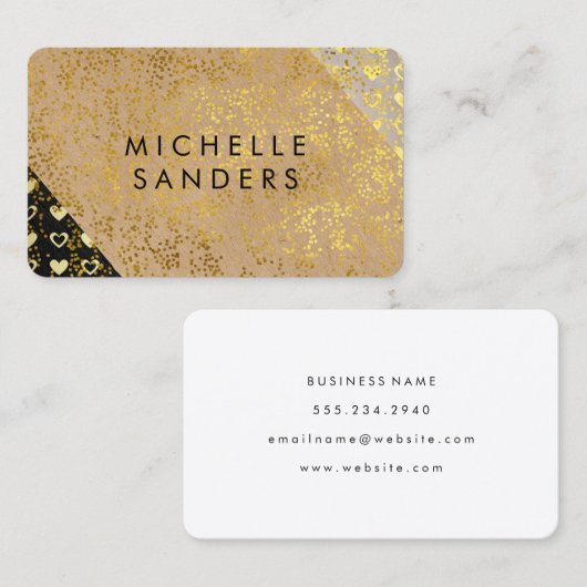 Kleurenblokhart en gouden bril visitekaartje (Voorkant / Achterkant)