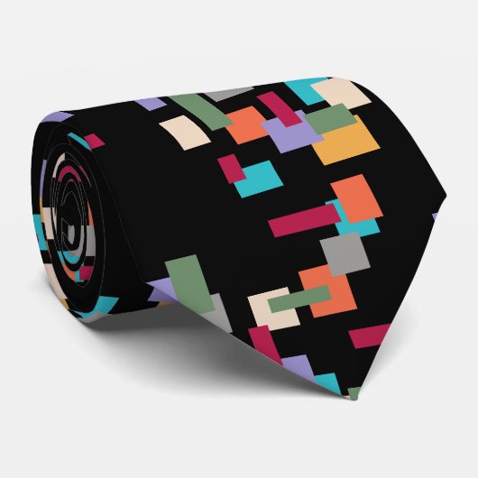  kleurenblokken retro stropdas (Opgerold)