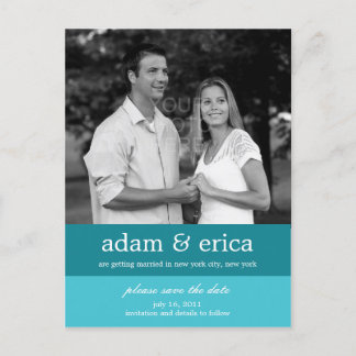 Kleurenblokken Sla het Briefkaart Datum op (Turquo