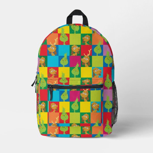 Kleurenblokpatroon met kleine grijpkleine kleuren bedrukte rugzak (Voorkant)