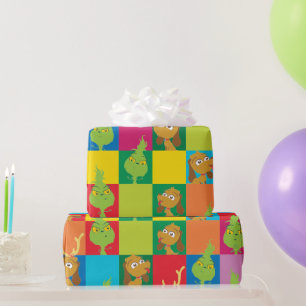 Kleurenblokpatroon met kleine grijpkleine kleuren cadeaupapier