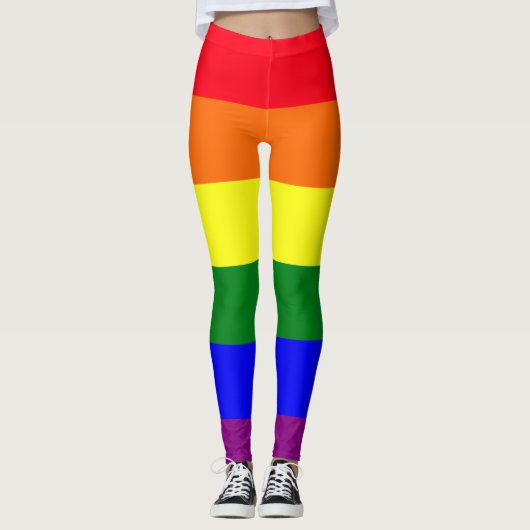 Kleurenblokpatroon Pride kleuren Leggings (Voorkant)