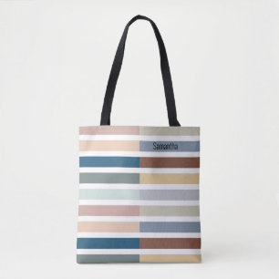Kleurenblokstreep gepersonaliseerd tote bag