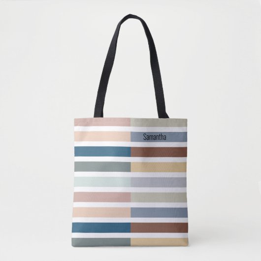 Kleurenblokstreep gepersonaliseerd tote bag (Voorkant)