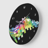 Kleurenbolletjes zwarte wandklok (Hoek)