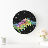 Kleurenbolletjes zwarte wandklok (Huis)