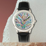 Kleurenboom Horloge<br><div class="desc">Dit unieke horloge is versierd met een kleurrijk mozaïekboomontwerp. Origineel mozaïek © Michele Davies.</div>