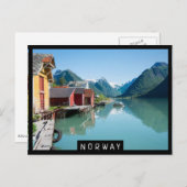 Kleurenbotengebouw en fjord in Noorwegen Briefkaart (Voorkant / Achterkant)