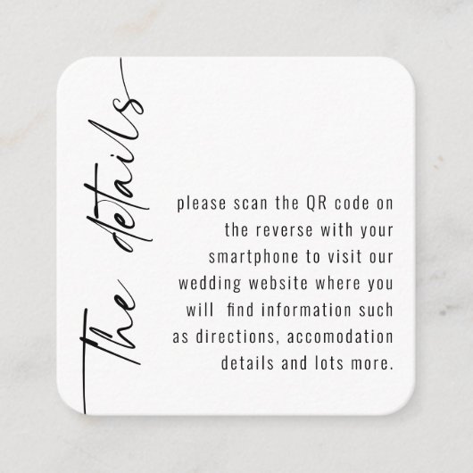 Kleurenbruiloft in mini-formaat Calligrafie QR-cod Informatiekaartje (Voorkant)
