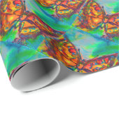 KLEURENBUTTERFLIES IN ROOD, GOUD GEEL, BLAUW CADEAUPAPIER (Rol Hoek)