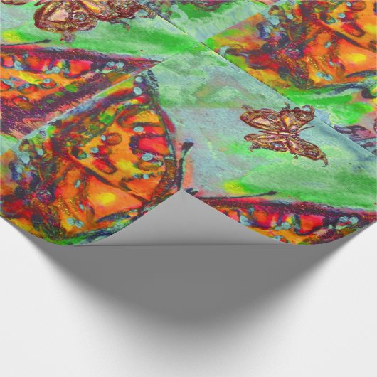 KLEURENBUTTERFLIES IN ROOD, GOUD GEEL, GROEN CADEAUPAPIER (Hoek)