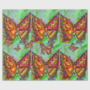 KLEURENBUTTERFLIES IN ROOD, GOUD GEEL, GROEN CADEAUPAPIER