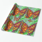 KLEURENBUTTERFLIES IN ROOD, GOUD GEEL, GROEN CADEAUPAPIER (Uitgerold)