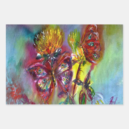 KLEURENBUTTERFLIES, SPRINGSTROMEN, ZWEEFSELS INPAKPAPIER VEL (Voorkant)