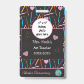 Kleurencils Kunstleraar-ID Fotokaart Badge (Voorzijde)