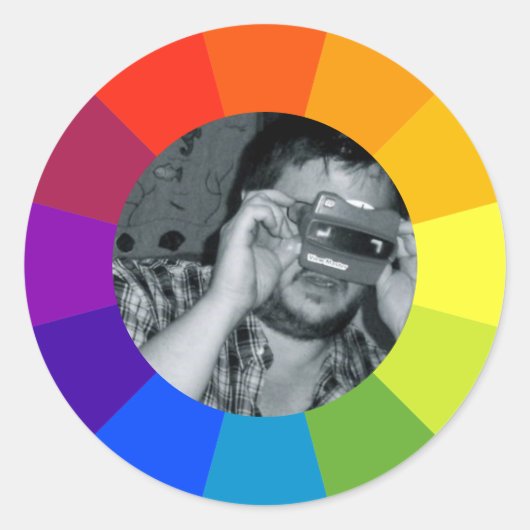 Kleurencirkel van de regenboog ronde sticker (Voorkant)