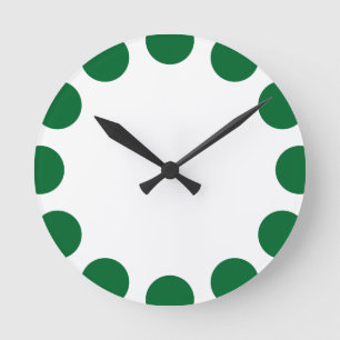Kleurencrescent - Forest Green met White Ronde Klok