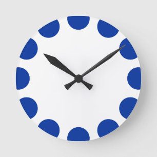 Kleurencrescent - Navy Blue met wit Ronde Klok