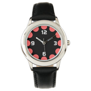 Kleurencrescent - Tropisch roze op zwart Horloge