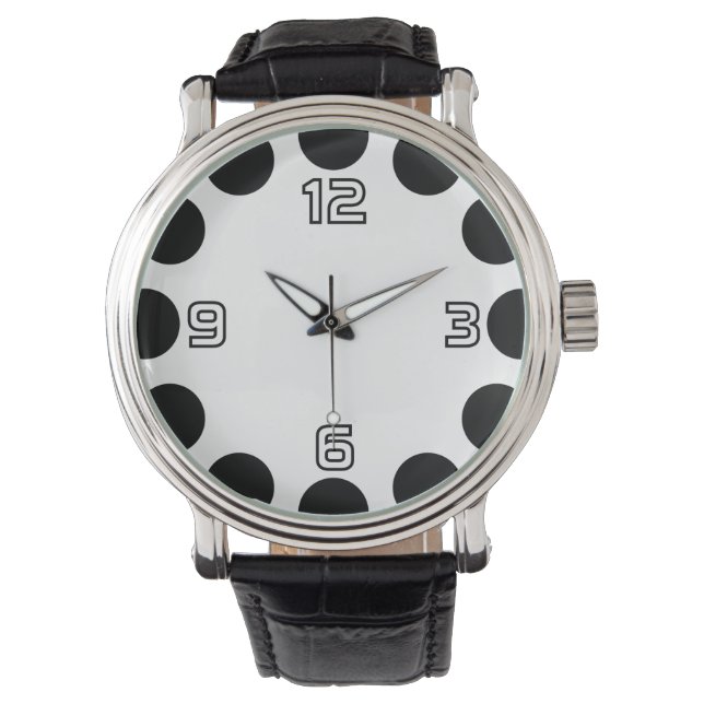 Kleurencrescent - zwart en wit v2 horloge (Voorkant)