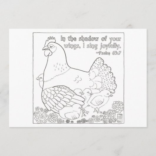 Kleurend Briefkaart Moeder Hen (Voorkant)