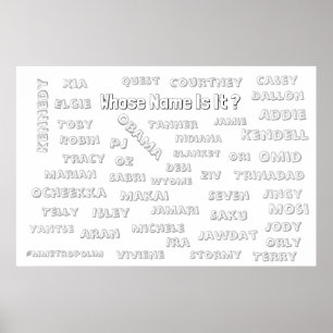 Kleurend POSTER 36x24 / Unisex Namen / PRINTS