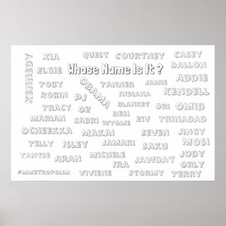 Kleurend POSTER 36x24 / Unisex Namen / PRINTS