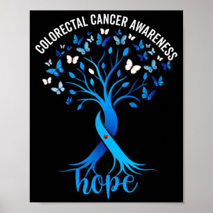 Kleurendarmkanker bewustzijn blauwe lint boom poster