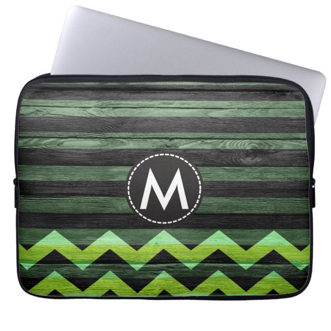  kleurendruk stripes hout #12 laptop sleeve (Voorkant)