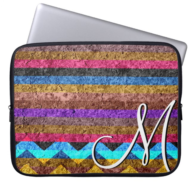  kleurendrukstrips laptop sleeve (Voorkant)