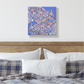 Kleurenecho's Levendig Modern Abstract Canvas Afdruk (Insitu (Slaapkamer))