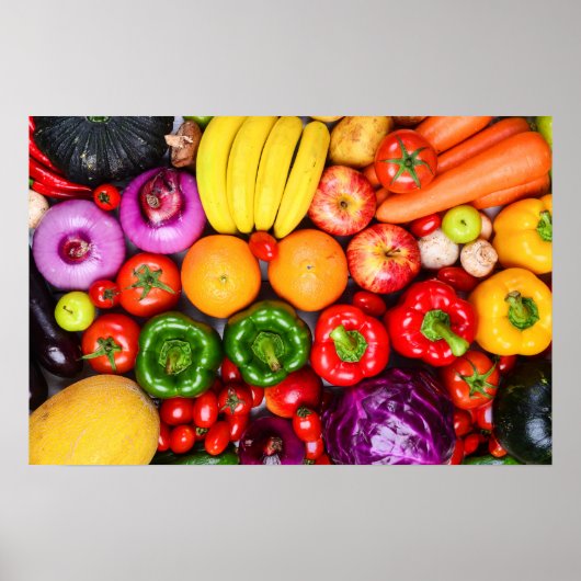 Kleurenfeest – Fresh Fruit & Veggie Poster (Voorkant)