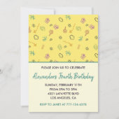 Kleurenfeestuitnodigingen 4e jongen geel blauw kin kaart (Voorkant)