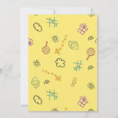 Kleurenfeestuitnodigingen 4e jongen geel blauw kin kaart (Achterkant)