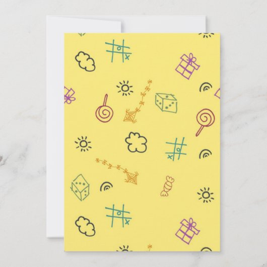 Kleurenfeestuitnodigingen 4e jongen geel blauw kin kaart (Achterkant)