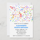 Kleurenfeestuitnodigingen blauwe jongen confetti r kaart (Voorkant)