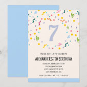 Kleurenfeestuitnodigingen confetti kinder voorverk kaart (Voorkant / Achterkant)