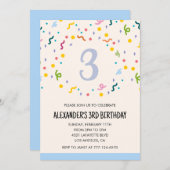 Kleurenfeestuitnodigingen confetti kinder voorverk kaart (Voorkant / Achterkant)