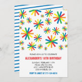 Kleurenfeestuitnodigingen Confetti Modern 10e kind Kaart (Voorkant / Achterkant)