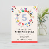 Kleurenfeestuitnodigingen kleurrijke kinder voorve kaart (Staand voorkant)